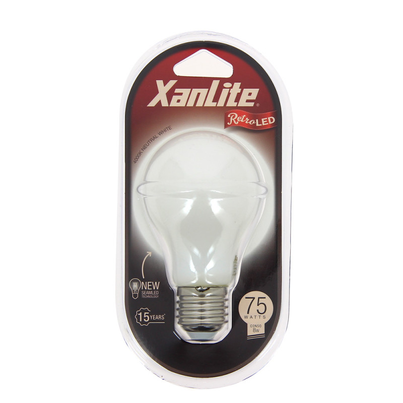 Ampoule LED Filament E27 8W – Blanc Neutre Lumineux | XANLITE
 Ampoule LED Filament E27 8W – Blanc Neutre Lumineux | XANLITE