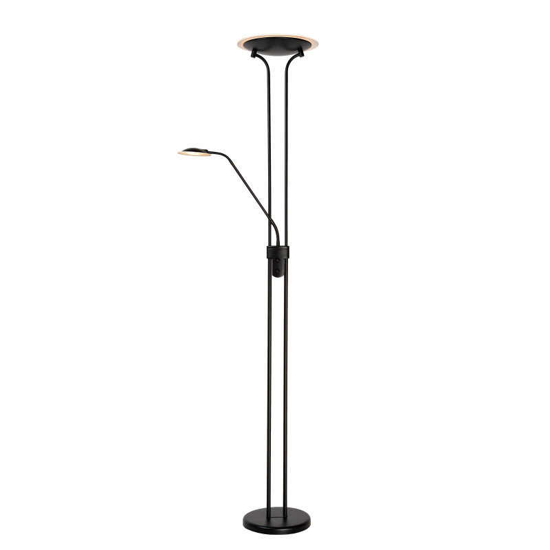 Lampadaire LED Champion noir dimmable 20 W avec liseuse 4 W LUCIDE