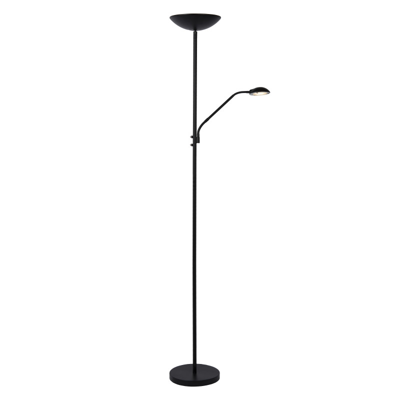 Lampadaire LED Zenith noir dimmable 20 W avec liseuse 4 W LUCIDE