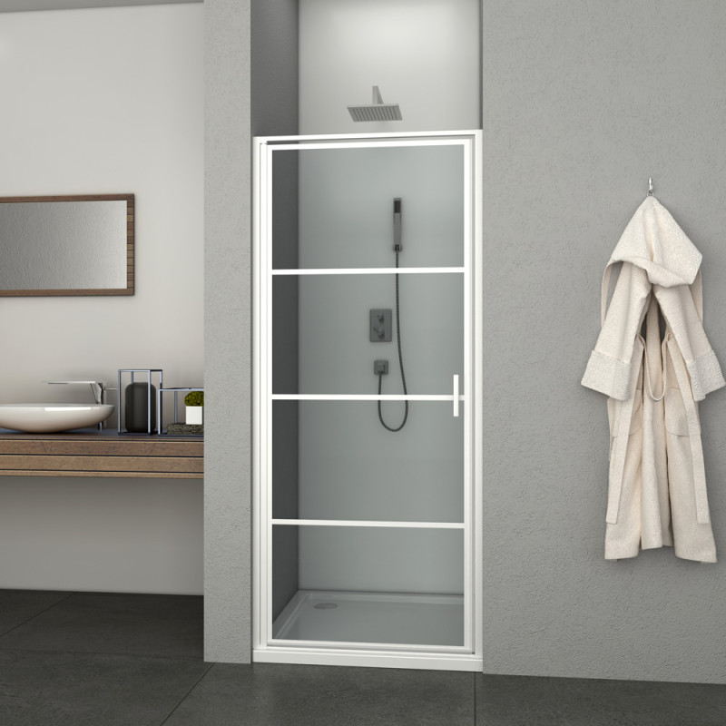 Porte de douche pivotante Loft-Game 90 x 200 cm carré blanc ALLIBERT