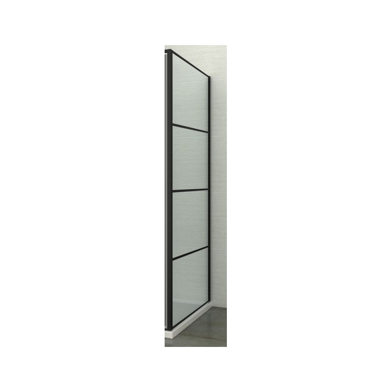 Porte de douche pivotante avec paroi fixe Loft-Game 90 x 120 x 200 cm noir  ALLIBERT