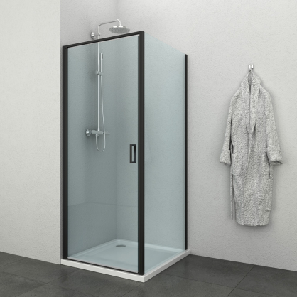 Porte de douche pivotante Loft-Game 90 x 200 cm noir et transparent ALLIBERT
