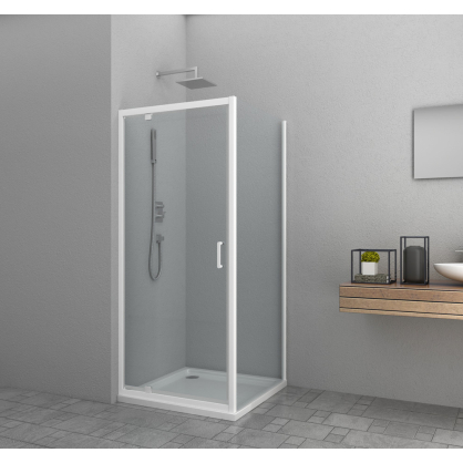 Porte de douche pivotante Loft-Game 90 x 200 cm blanc et transparent ALLIBERT