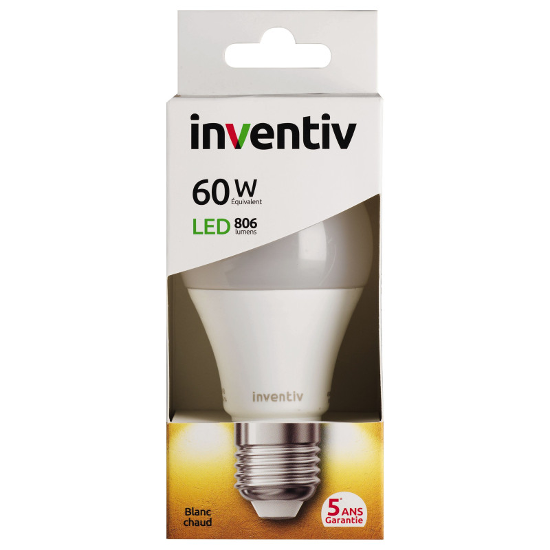 Ampoule LED classique E27 9 W 806 lm blanc chaud INVENTIV