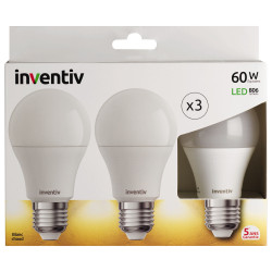 Ampoule LED E27 9W Blanc Chaud 3 Pcs – Éclairage Efficace | INVENTIV