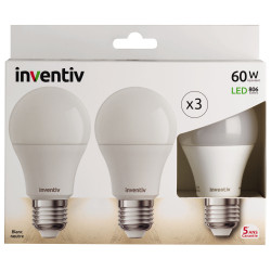 Ampoule LED E27 9W Blanc Neutre – Lot de 3 | INVENTIV