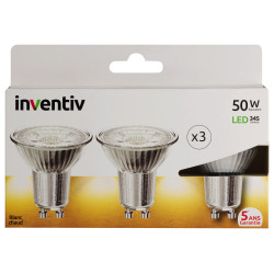 Ampoule LED GU10 5W Blanc Chaud – Lot de 3 | INVENTIV