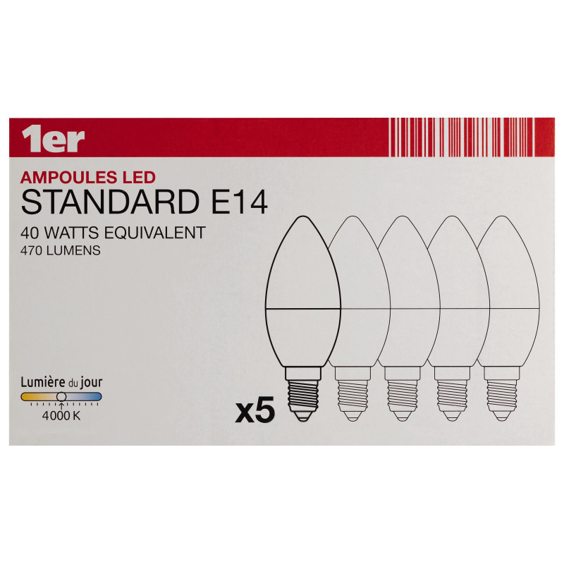 Ampoule LED Flamme E14 6W – Lot de 5 | 1ER Ampoule LED Flamme E14 6W – Lot de 5 | 1ER