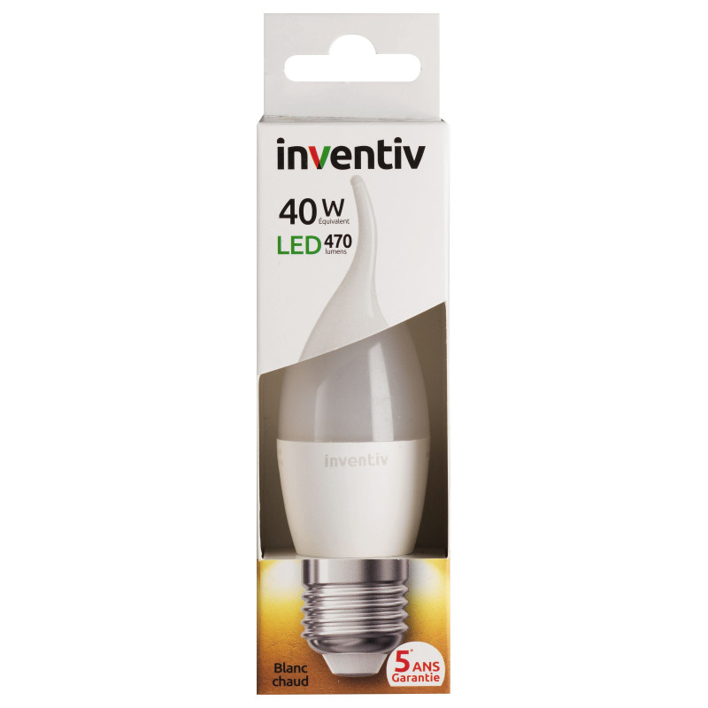 Ampoule LED flamme Coup de Vent E27 6 W 470 lm blanc chaud INVENTIV