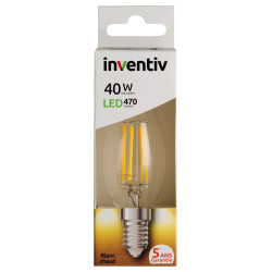 Ampoule LED flamme E14 4 W – lumière chaude | INVENTIV Ampoule LED flamme E14 4 W – lumière chaude | INVENTIV