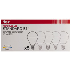 Ampoule LED boule E14 5,3 W – blanc chaud, 5 pièces Ampoule LED boule E14 5,3 W – blanc chaud, 5 pièces