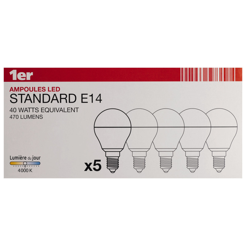 Ampoule LED Boule E14 5,3W – Blanc Neutre 5 Pièces
 Ampoule LED Boule E14 5,3W – Blanc Neutre 5 Pièces