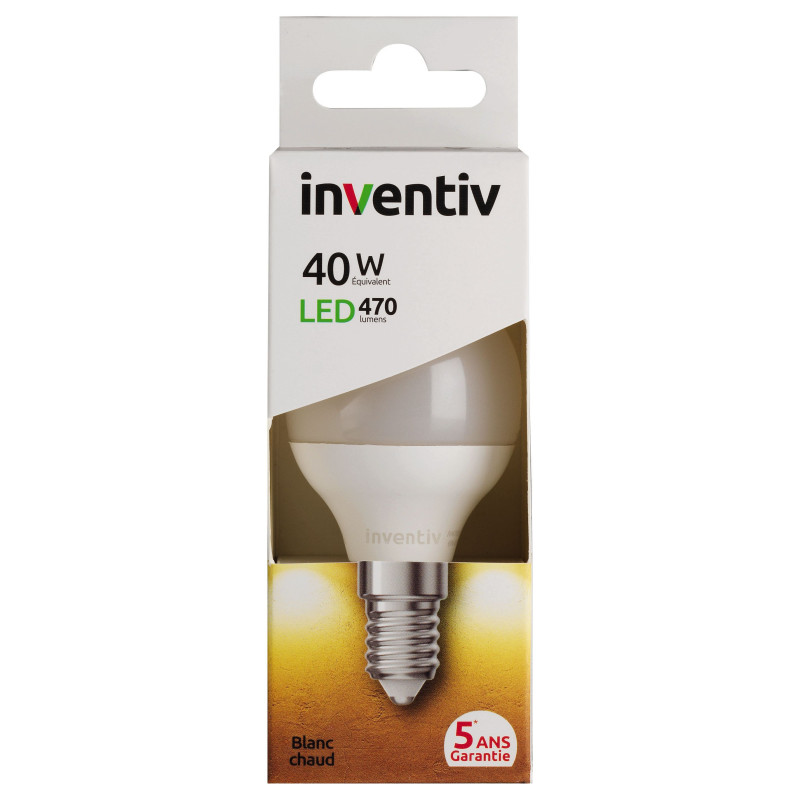 Ampoule LED Boule E14 6W Blanc Chaud – Éclairage Doux | INVENTIV Ampoule LED Boule E14 6W Blanc Chaud – Éclairage Doux | INVENTIV