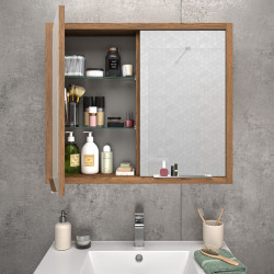 Armoire de toilette Sorento 80cm Chêne Cognac – Rangement Élégant | ALLIBERT