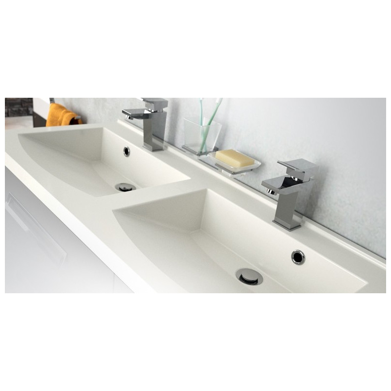 Plan de toilette Flex double vasque blanc 120 cm | ALLIBERT
 Plan de toilette Flex double vasque blanc 120 cm | ALLIBERT