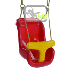Siège balançoire bébé rouge et jaune – Sécurité & Fun | KBT