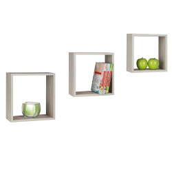 Étagères Murales Chêne Gris 3P – Style & Rangement | PRACTO HOME
