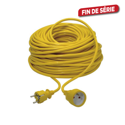 Allonge électrique en PVC 3G1.5 50 m jaune PROFILE