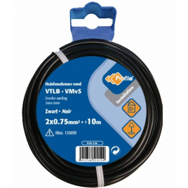Câble VTLB 2 x 0.75 mm² 10 m noir PROFILE
