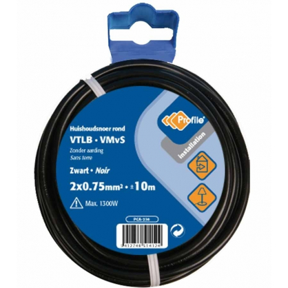 Câble VTLB 2 x 0.75 mm² 10 m noir PROFILE