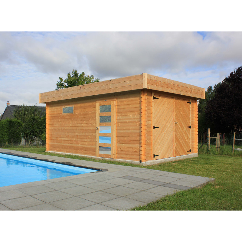 Garage Moderne 40 mm avec double porte 3,58 x 5,38 m SOLID