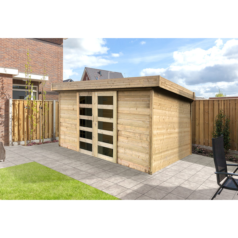 Abri de jardin en bois moderne Malmo 28 mm 3,9 x 3 m | SOLID Abri de jardin en bois moderne Malmo 28 mm 3,9 x 3 m | SOLID