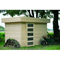 Abri de jardin en bois Oslo moderne porte coulissante 3x2 m | SOLID