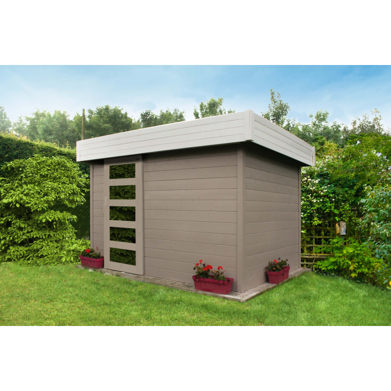 Abri de jardin en bois Oslo moderne porte coulissante 3x2 m | SOLID