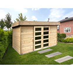Abri de jardin bois Stockholm 3.61x2.41m double porte coulissante | SOLID