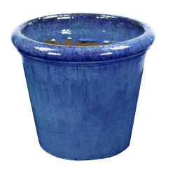Pot conique bleu émaillé naturel – Déco Jardin Ø 44 cm | POTTERIE