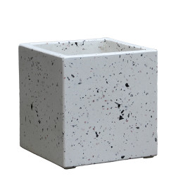 Pot cubique terrazzo blanc 29x29x30cm – Élégance & Durabilité | POTTERIE