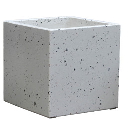 Pot Cubique Terrazzo Blanc 37cm – Élégance Jardin | POTTERIE