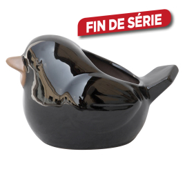 Pot en forme d'oiseau en céramique émaillée noire