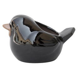 Pot oiseau céramique noire – Déco jardin unique | POTTERIE