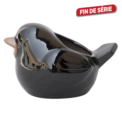 Pot en forme d'oiseau en céramique émaillée noire