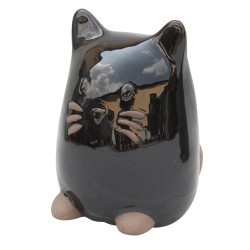 Chaton céramique émaillée noire – Déco jardin | POTTERIE