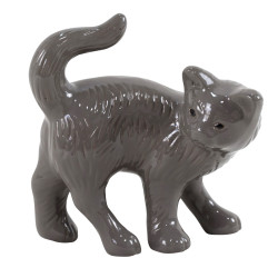 Chat céramique émaillée grise – Déco jardin unique | POTTERIE