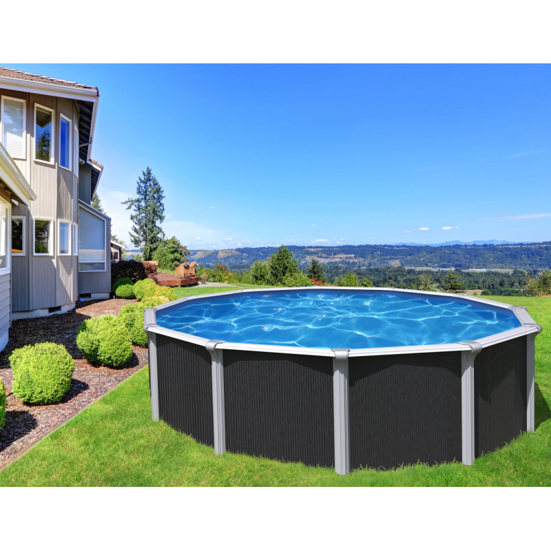 Piscine Anthracite Osmose Ø 4,9 x 1,32m - Parois PVC | TRIGANO Piscine Anthracite Osmose Ø 4,9 x 1,32m - Parois PVC | TRIGANO