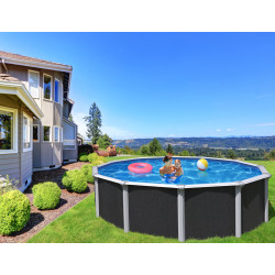 Piscine Anthracite Osmose Ø 4,9 x 1,32m - Parois PVC | TRIGANO Piscine Anthracite Osmose Ø 4,9 x 1,32m - Parois PVC | TRIGANO