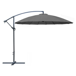 Parasol déporté inclinable avec manivelle Pagode gris Ø 300 cm