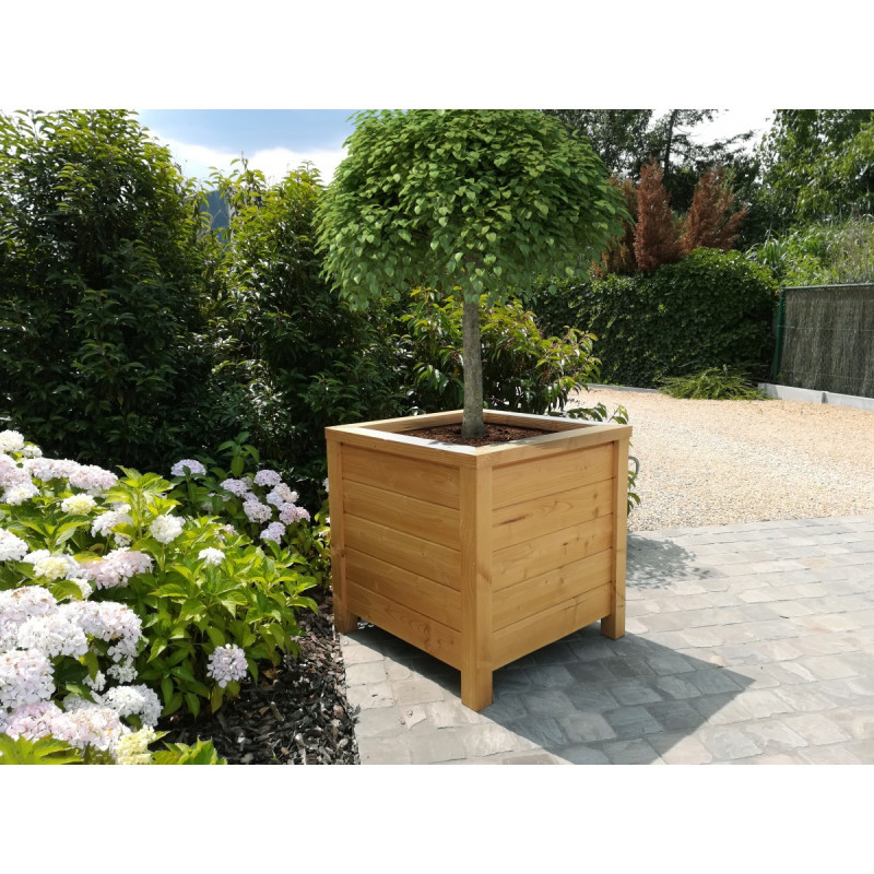 Bac à fleurs Douglas 80x80x80cm – Jardinière en bois | SOLID