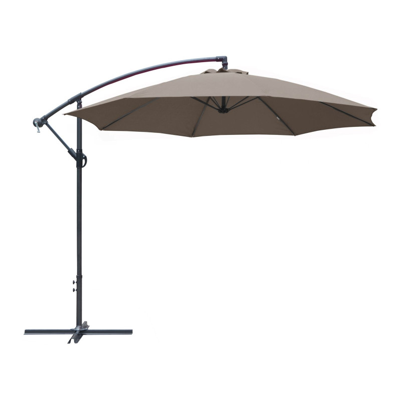 Parasol déporté inclinable avec manivelle gris Ø 300 cm