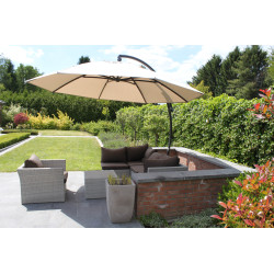 Parasol déporté et inclinable Easy Sun taupe clair Ø 375 cm SUNGARDEN