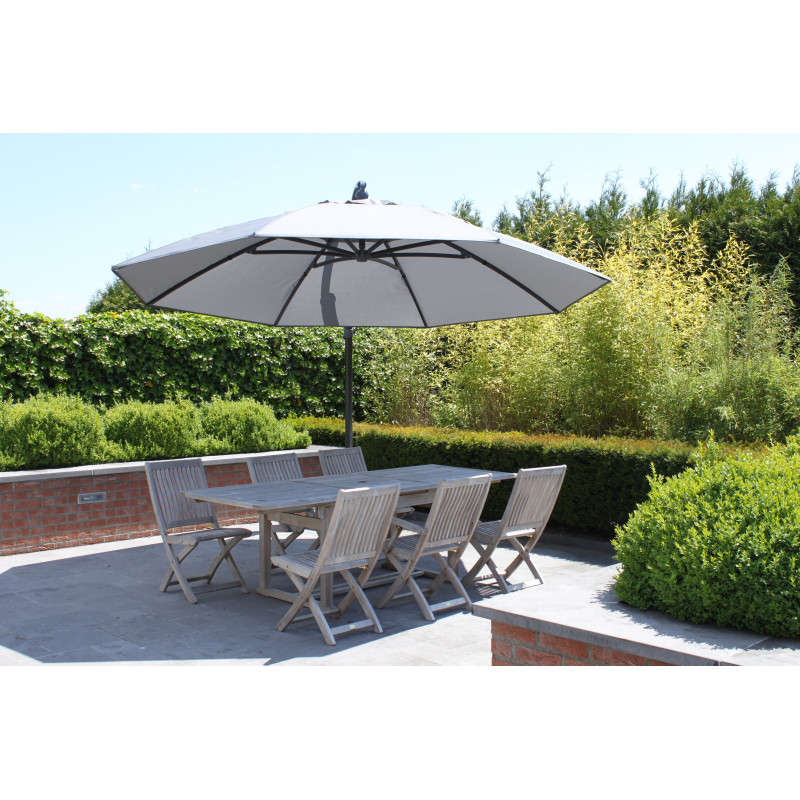 Parasol déporté et inclinable Easy Sun taupe clair Ø 375 cm SUNGARDEN