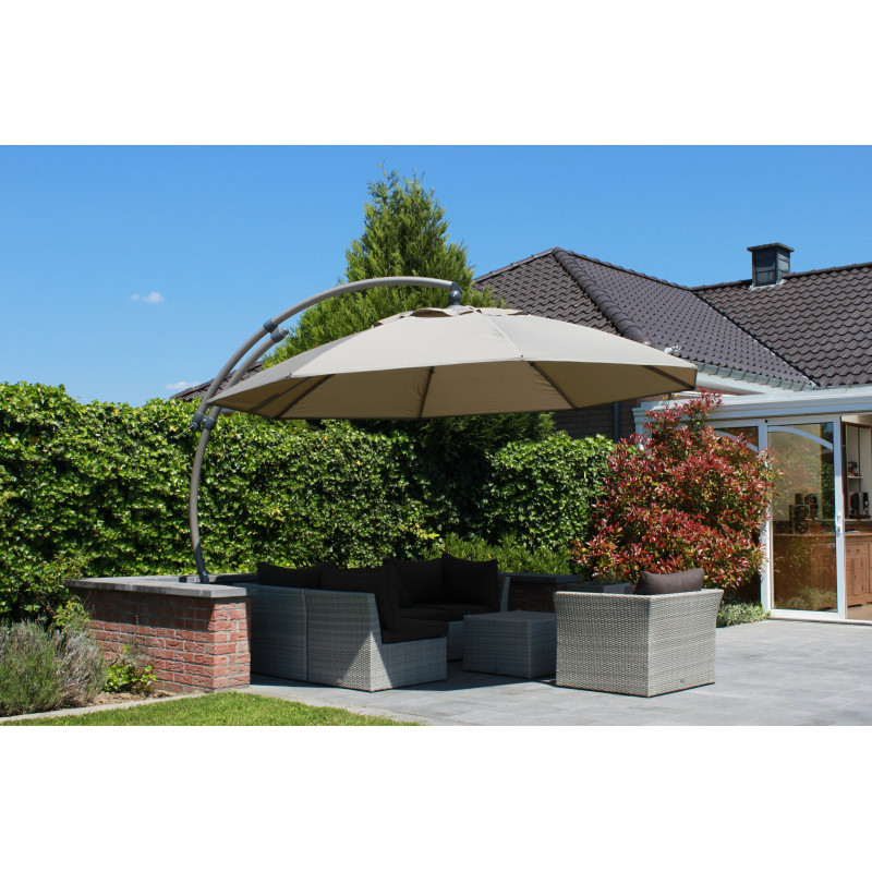 Parasol déporté et inclinable Easy Sun bleu pétrole Ø 375 cm SUNGARDEN