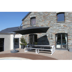 Parasol déporté et inclinable Easy Sun titanium 320 x 320 cm SUNGARDEN