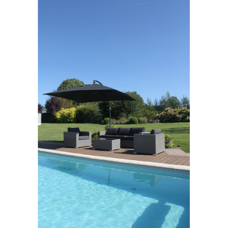 Parasol déporté et inclinable Easy Sun titanium 320 x 320 cm SUNGARDEN