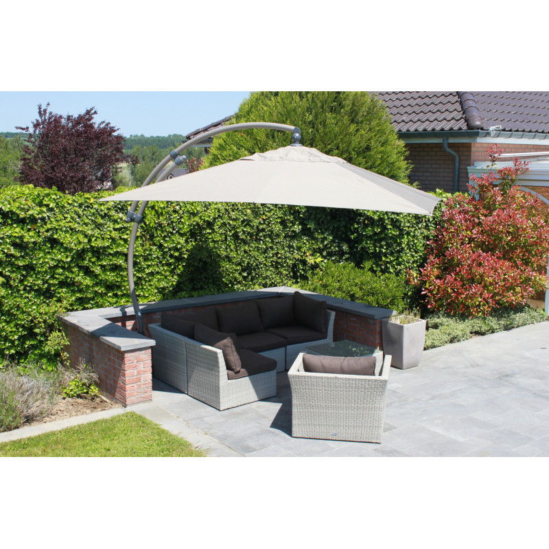 Parasol déporté et inclinable Easy Sun taupe 320 x 320 cm SUNGARDEN