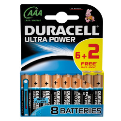 Set de piles alcalines AAA Ultra Power 6 pièces + 2 gratuites DURACELL