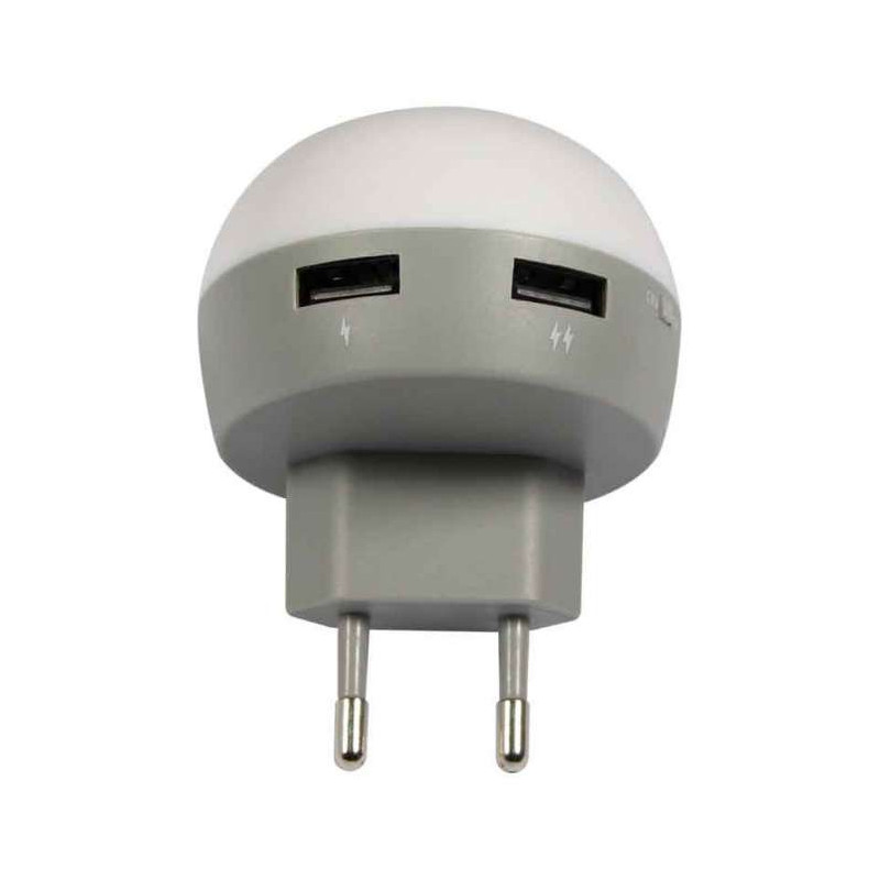 Chargeur 2 USB avec veilleuse LED – Éclairez vos nuits | METRONIC